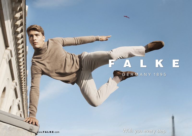 Andrej Halasa takes flight for FALKE's fall-winter 2021 campaign.