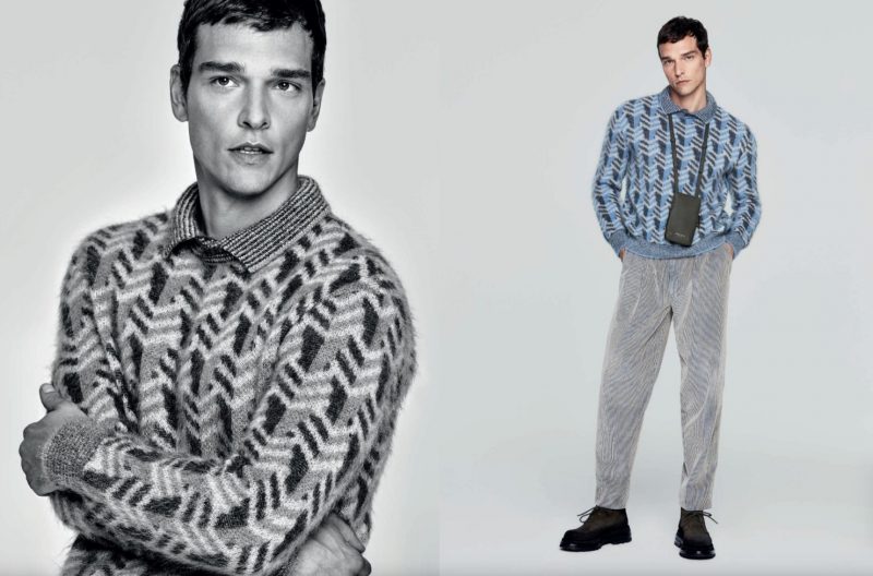 Alexandre Cunha showcases essential knitwear from Giorgio Armani's fall-winter 2021 collection.