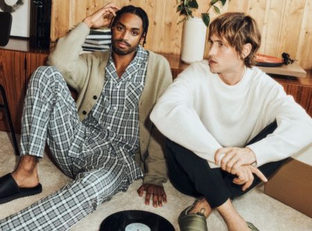 In new loungewear from H&M, Jim Garbis and Sam Lammar pose for a relaxed photo.