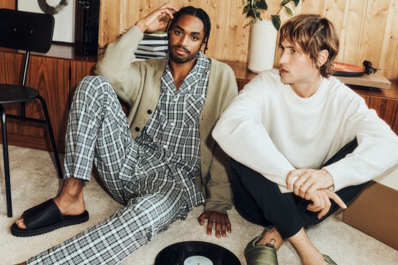 In new loungewear from H&M, Jim Garbis and Sam Lammar pose for a relaxed photo.