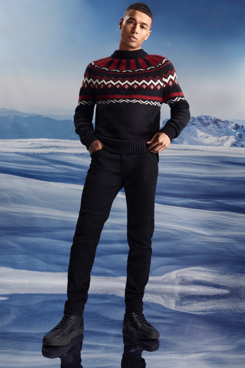 Shae Pulver is ready for the winter season in a warm sweater from Karl Lagerfeld Paris' Après Ski capsule collection.