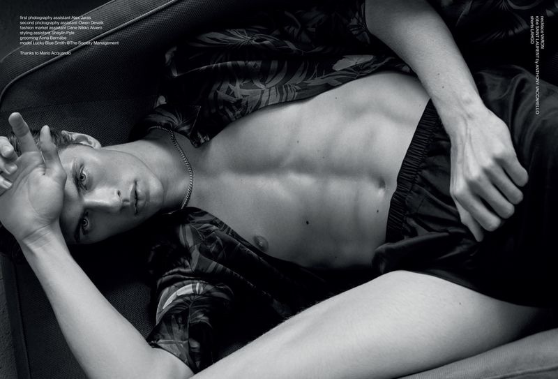 Lucky Blue Smith Relaxes in Bed with Les Hommes Publics