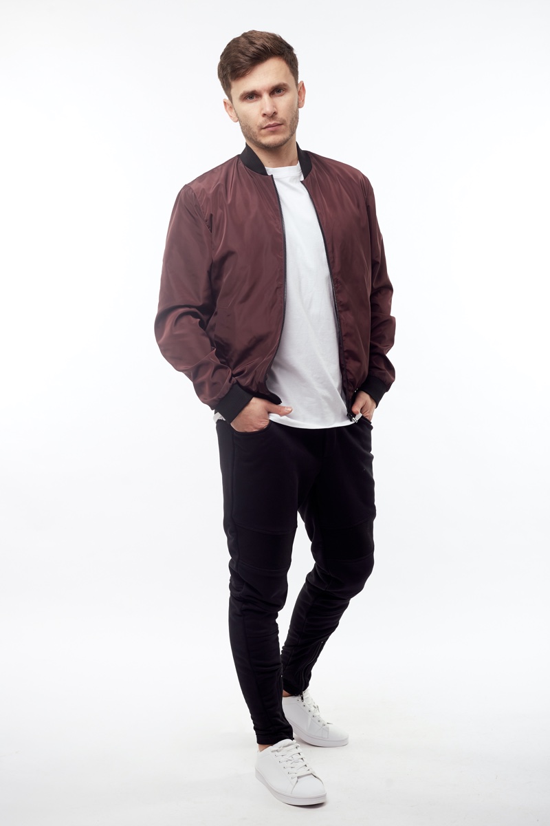 Male Model Dark Red Bomber Jacket » How to Style a Red Bomber Jacket Male Model Dark Red Bomber Jacket