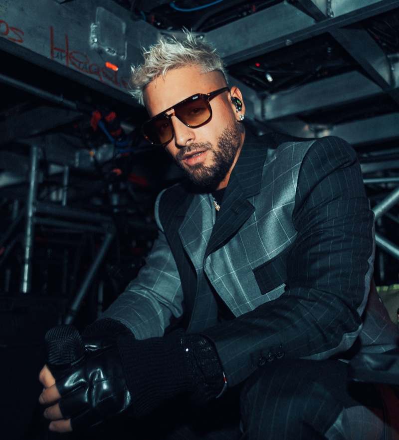 A trendy vision, Maluma wears On the Fly RX sunglasses from his Quay collaboration.