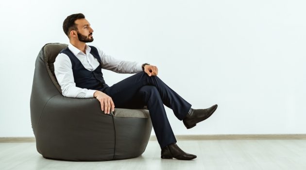 Decorating a Bachelor's Pad? Consider a Bean Bag Chair Man Bean Bag Chair Dressed Up Sleek Classy