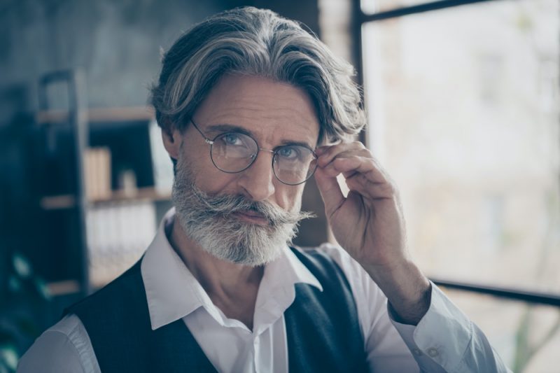 Mature Man Gray Hair Moustache