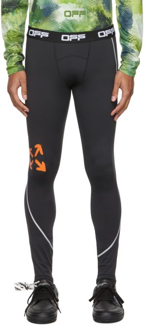 Off-White Black & Orange Active Logo Reflective Compression Tights Off-White Black & Orange Active Logo Reflective Compression Tights