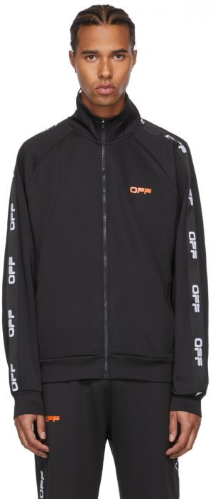 Off-White Black & Orange Active Logo Zip-Up Track Jacket Off-White Black & Orange Active Logo Zip-Up Track Jacket