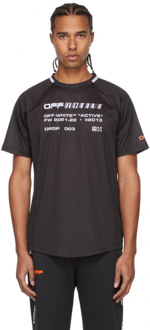 Off-White Black & White Active Logo Mesh T-Shirt Off-White Black & White Active Logo Mesh T-Shirt