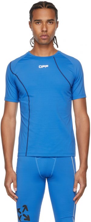 Off-White Blue Active Logo Compression T-Shirt Off-White Blue Active Logo Compression T-Shirt