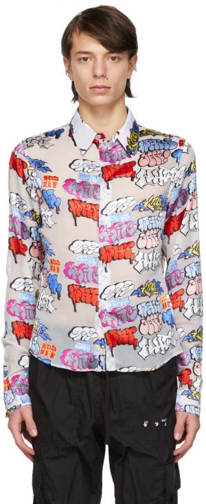 Off-White White Graffiti Shirt Off-White White Graffiti Shirt