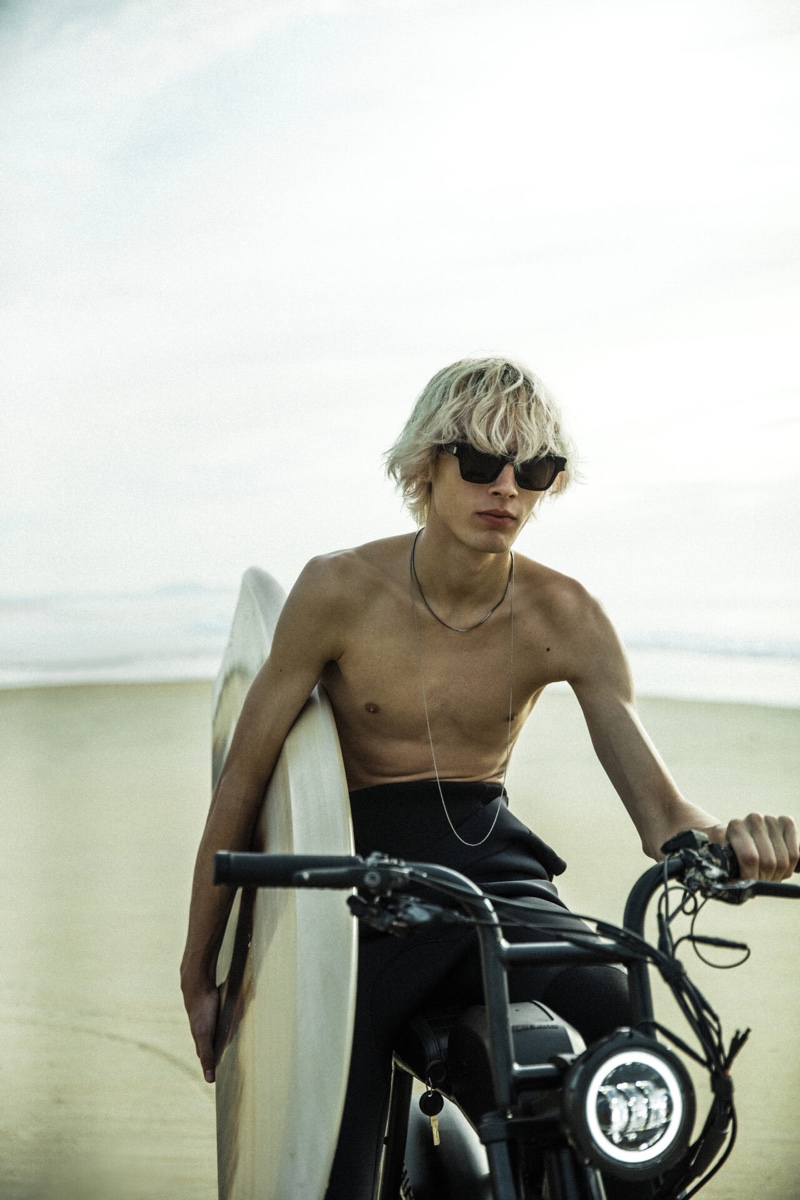 Reuniting with Saint Laurent, model Rocco Segers fronts the brand's latest Rive Droite outing.