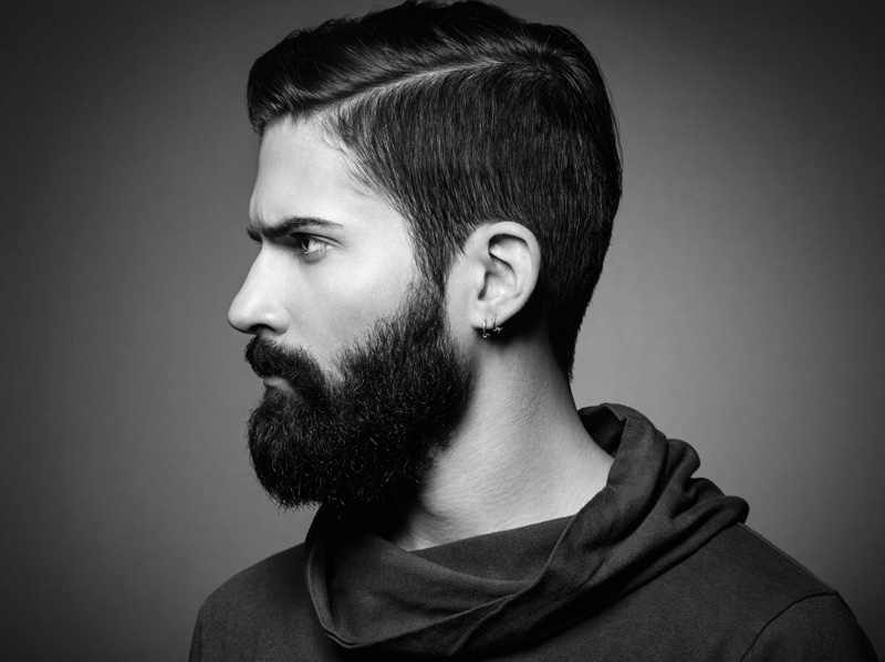 Side View Man Trendy Hairstyle Beard Side View Man Trendy Hairstyle Beard