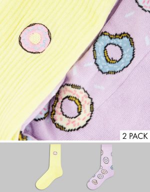 ASOS DESIGN 2 pack donut sports socks in pastel colors-Multi ASOS DESIGN 2 pack donut sports socks in pastel colors-Multi