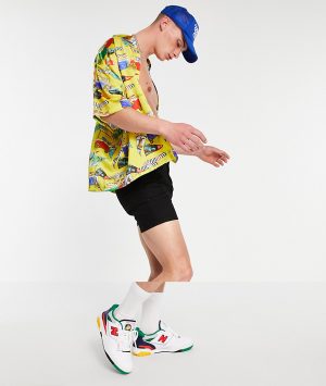 ASOS DESIGN boxy oversized shirt in yellow nautical print ASOS DESIGN boxy oversized shirt in yellow nautical print