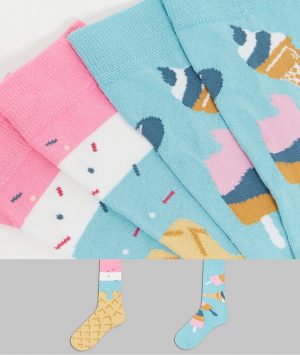 ASOS DESIGN ice cream socks 2 pack-Multi ASOS DESIGN ice cream socks 2 pack-Multi
