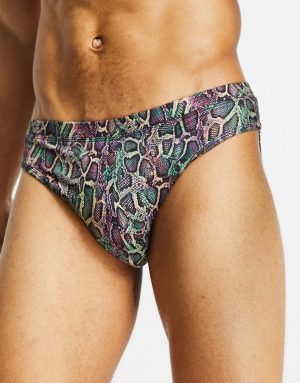 ASOS DESIGN swim briefs with snakeskin print - part of a set-Multi ASOS DESIGN swim briefs with snakeskin print - part of a set-Multi