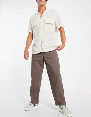 ASOS DESIGN wide leg pants with pleats in light brown ASOS DESIGN wide leg pants with pleats in light brown
