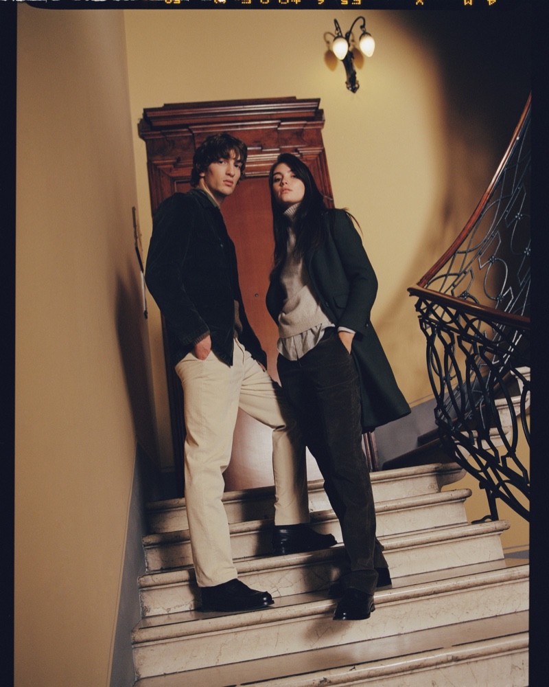 Models Ivan Sudati and Chiara Bulzoni appear in Boglioli's fall-winter 2021 campaign.