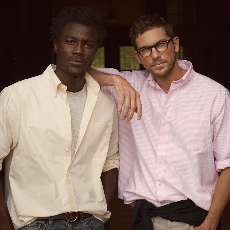 Models Remi Chester and Adam Senn don oxford shirts from Brooks Brothers.