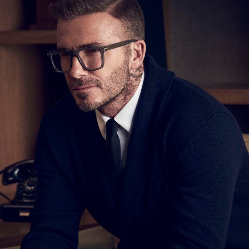 A smart vision, David Beckham sports transparent gray DB 7020 glasses.
