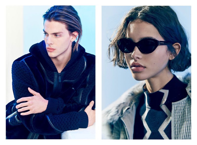 Models Andrea Risso and Lala Olsson share the spotlight for Emporio Armani's fall-winter 2021 campaign.