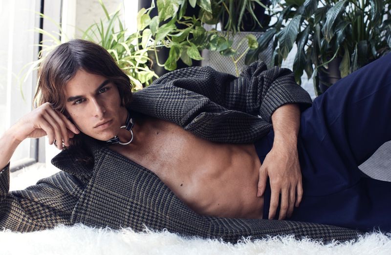 Fernando Casablancas Shirtless Dries van Noten Coat 2021 Man About Town Photoshoot