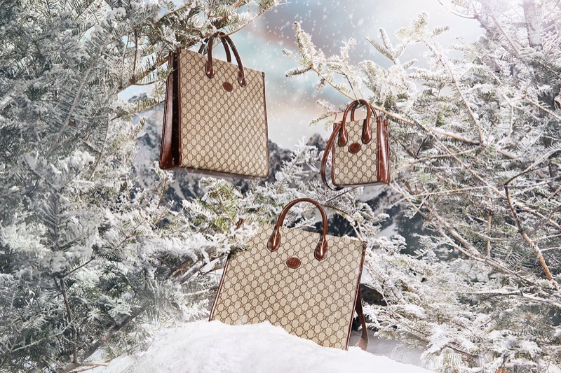 Tote bags make the holiday wishlist for Gucci Aria's festive campaign.