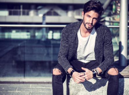 Male Model Posing for Photo Outside