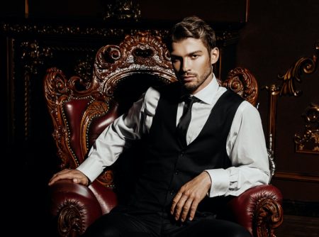 Male Model Suit Luxury Chair Waistcoat