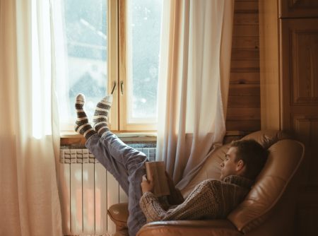 Man Relaxing at Home Indoors Cozy Man Relaxing at Home Indoors Cozy