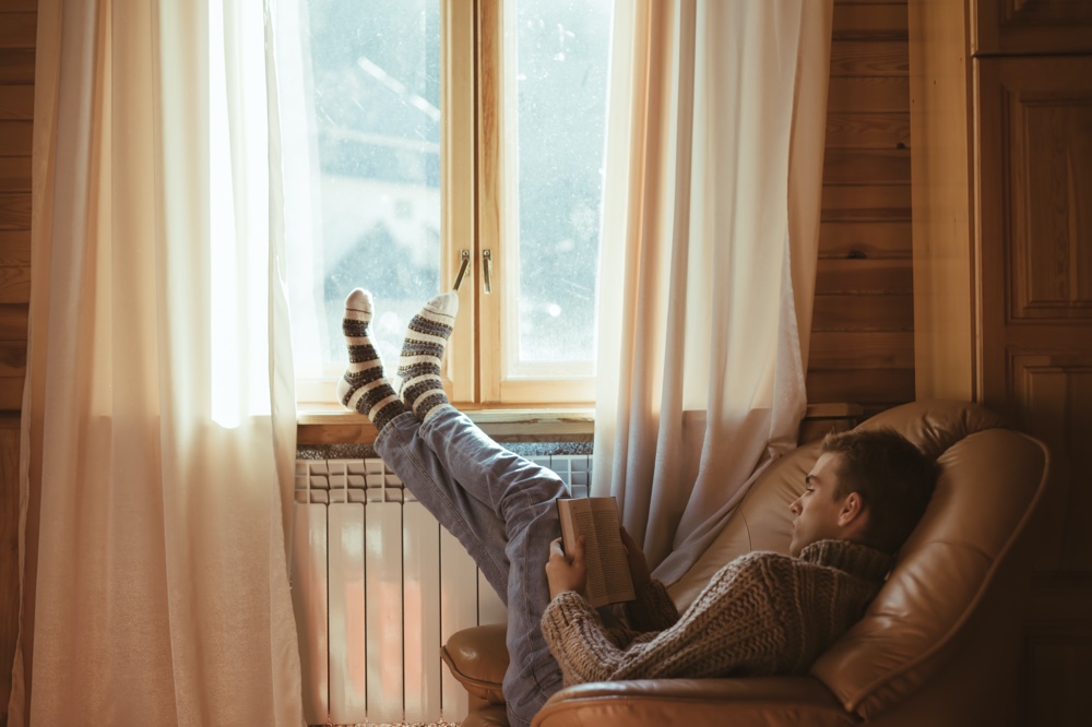 Man Relaxing at Home Indoors Cozy