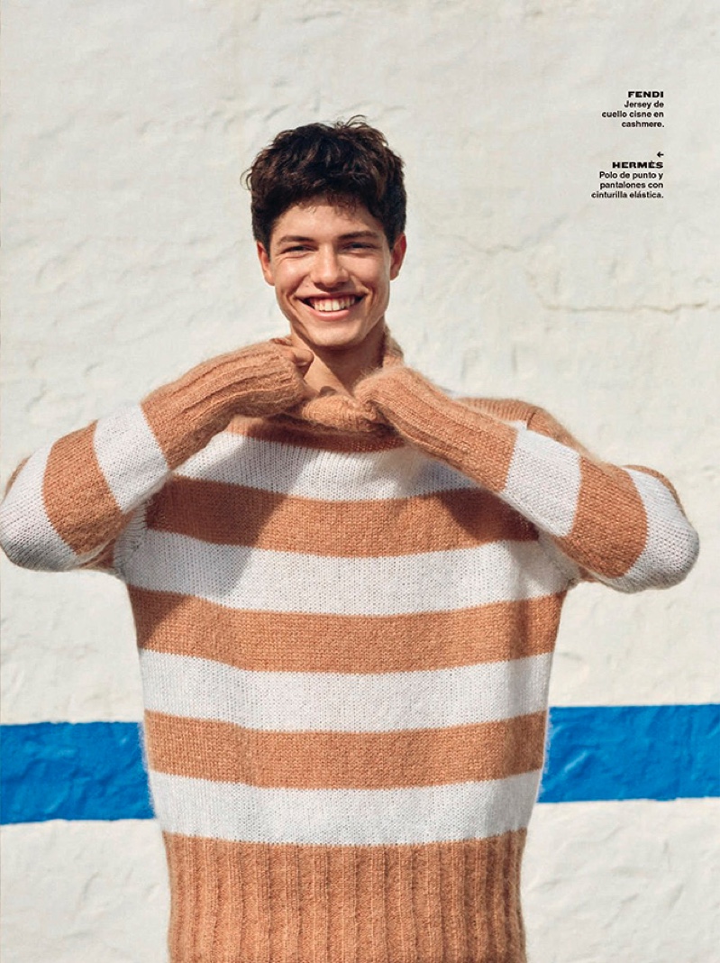 Nacho Penín 2021 Spanish GQ Fendi Striped Men's Sweater