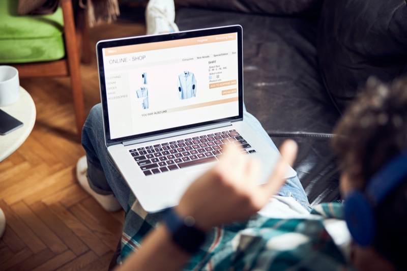Online Shopping Man Laptop Shirt Site