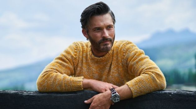 Ben Hill Ventures Outdoors in Peter Millar Collection Ben Hill Yellow Sweater Peter Millar Fall Winter 2021 Collection