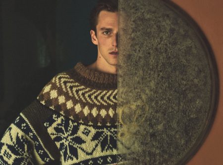 Model Quentin Demeester Loewe sweater WSJ. magazine