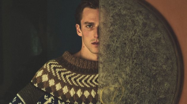 Model Quentin Demeester Loewe sweater WSJ. magazine