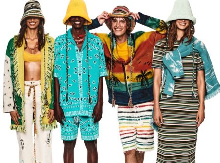 Models Malika El Maslouhi, Jibriil Ollow, Jass Reemann, and Birgit Kos front Alanui's spring-summer 2022 campaign.