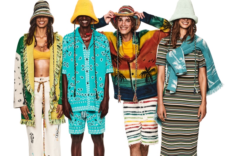 Models Malika El Maslouhi, Jibriil Ollow, Jass Reemann, and Birgit Kos front Alanui's spring-summer 2022 campaign.