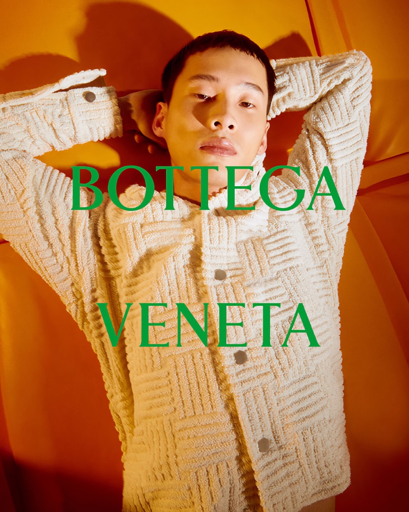 Reclining, Wang Chenming stars in Bottega Veneta's 2022 Chinese New Year Campaign.