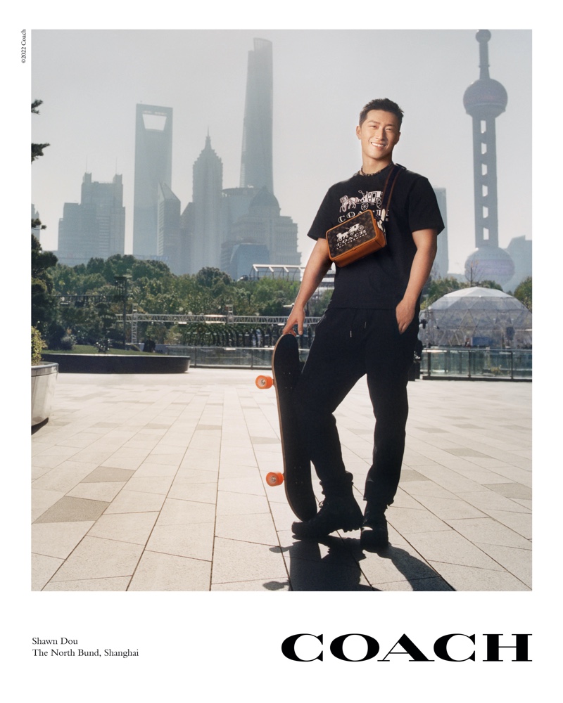 Shawn Dou stars in Coach's spring-summer 2022 campaign.