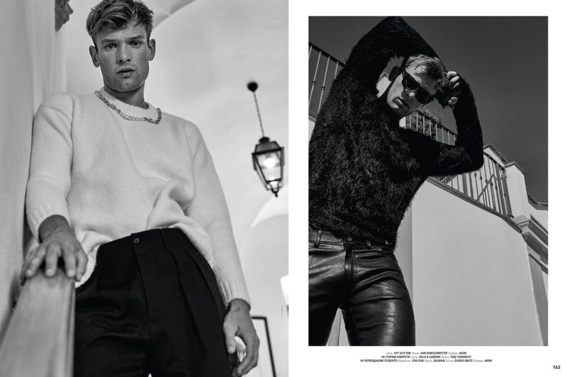 Elliott Reeder Model LOfficiel Hommes Ukraine Sweater Sunglasses Leather Pants