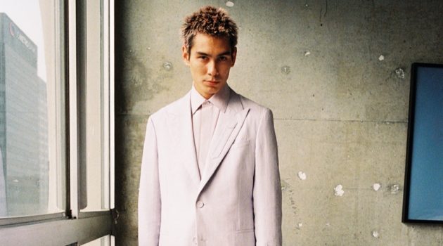 Evan Mock Dons Pastel Fashions for Fendi Campaign Evan Mock Suits Short Purse Sneakers Fendi Campaign 2022 Spring