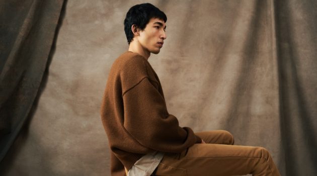 Fear of God Unveils 40 New Pieces for Mr Porter Capsule Model Safil Kawamura sports a Fear of God wool and cashmere-blend sweater for Mr Porter.