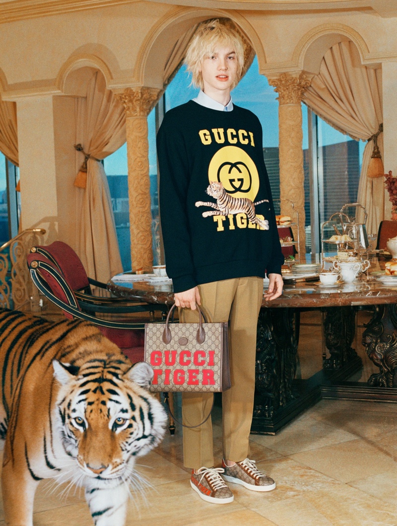 Gucci enlists model Carson Williams as the star of its Chinese New Year campaign.