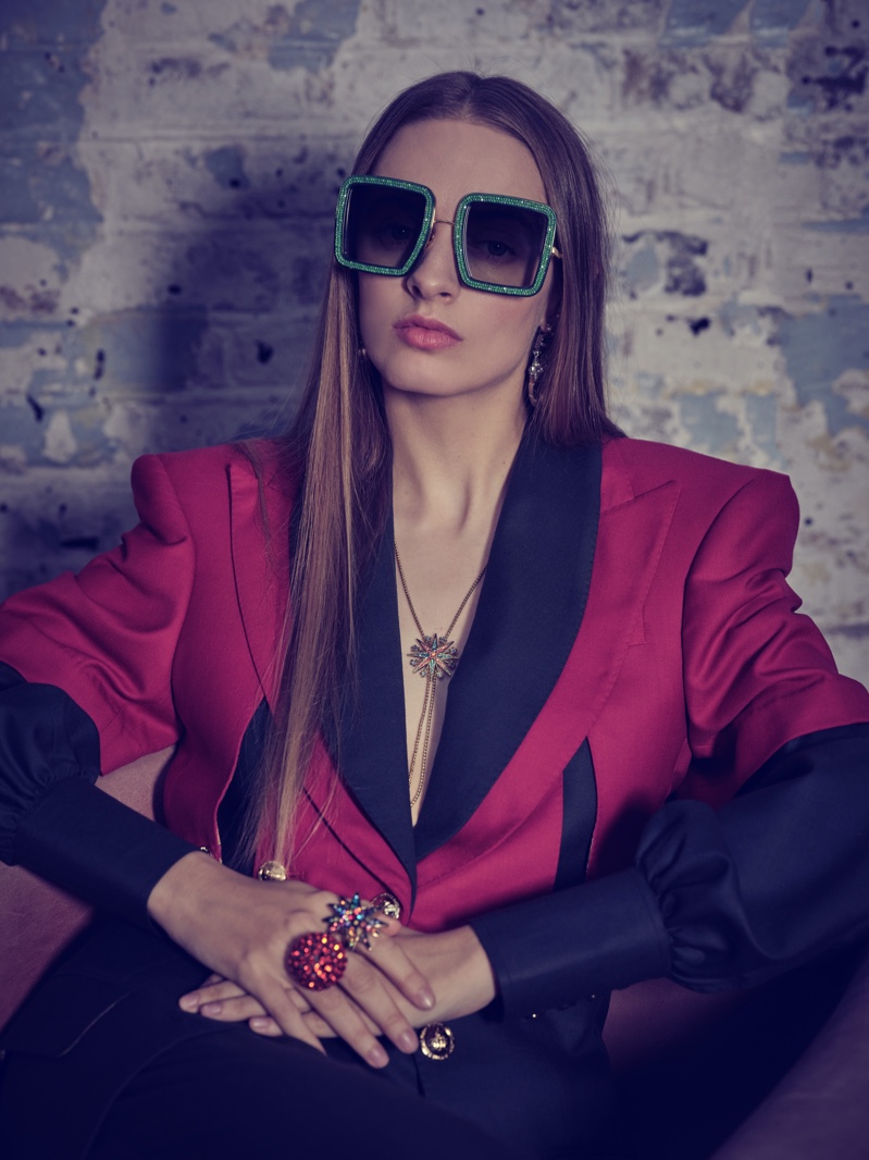 Idina Moncreiffe wears Helen Anthony with Anna-Karin Karlsson sunglasses.