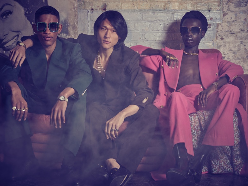 Brian Whitby, Sheldon Chang, and Emmanuel Adjaye wear Helen Anthony suits. » Helen Anthony Channels '70s Glam Brian Whitby, Sheldon Chang, and Emmanuel Adjaye wear Helen Anthony suits.