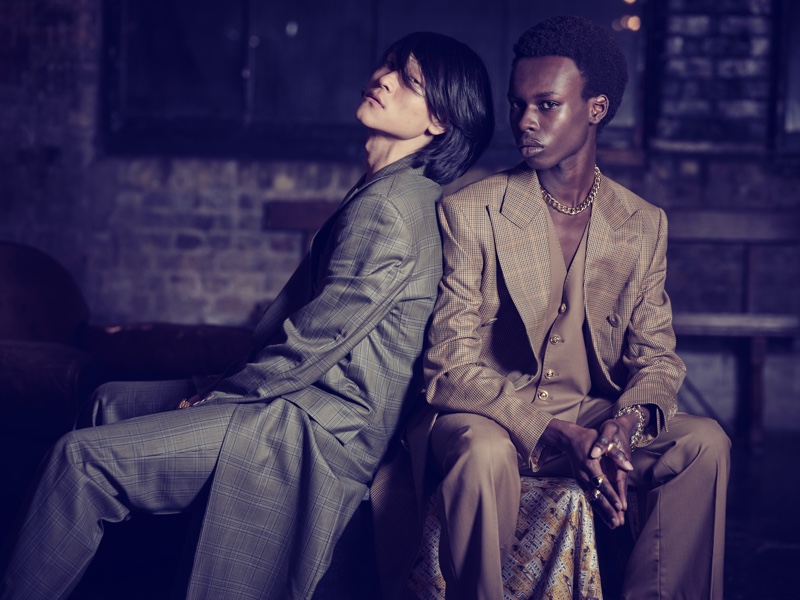 Sheldon Chang and Emmanuel Adjaye wear check suits from Helen Anthony. » Helen Anthony Channels '70s Glam Sheldon Chang and Emmanuel Adjaye wear check suits from Helen Anthony.