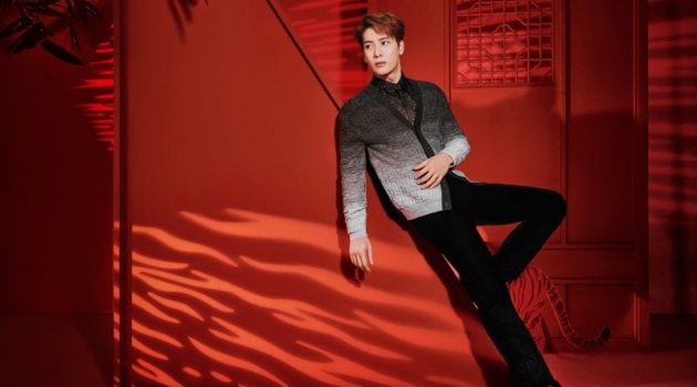 Jackson Wang Inspires in Ombré Fendi Spring Festival Capsule Jackson Wang wears a ombré cardigan from Fendi's Spring Festival capsule collection.