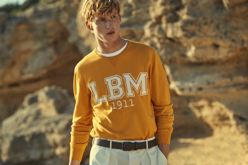 Embodying the man of L.B.M. 1911 for spring-summer 2022, model Christian Aneris stars in the brand's campaign.